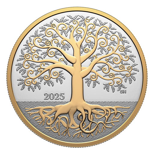 [AG-RCM-0.5OZ-TREEOFLIFE-PROOF-2025] 2025 1/2 oz Canada Tree of Life .9999 Silver with selective Yellow Gold Plating Proof Coin